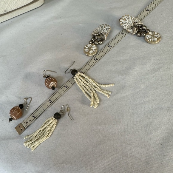 Three pair neutral classic beach vibe earrings - Picture 4 of 6